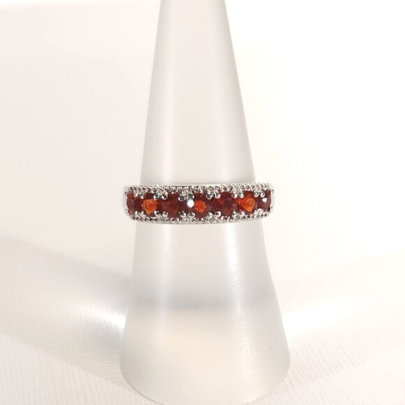 Fire Opal Band Ring Size 6 - Picture 3 of 13